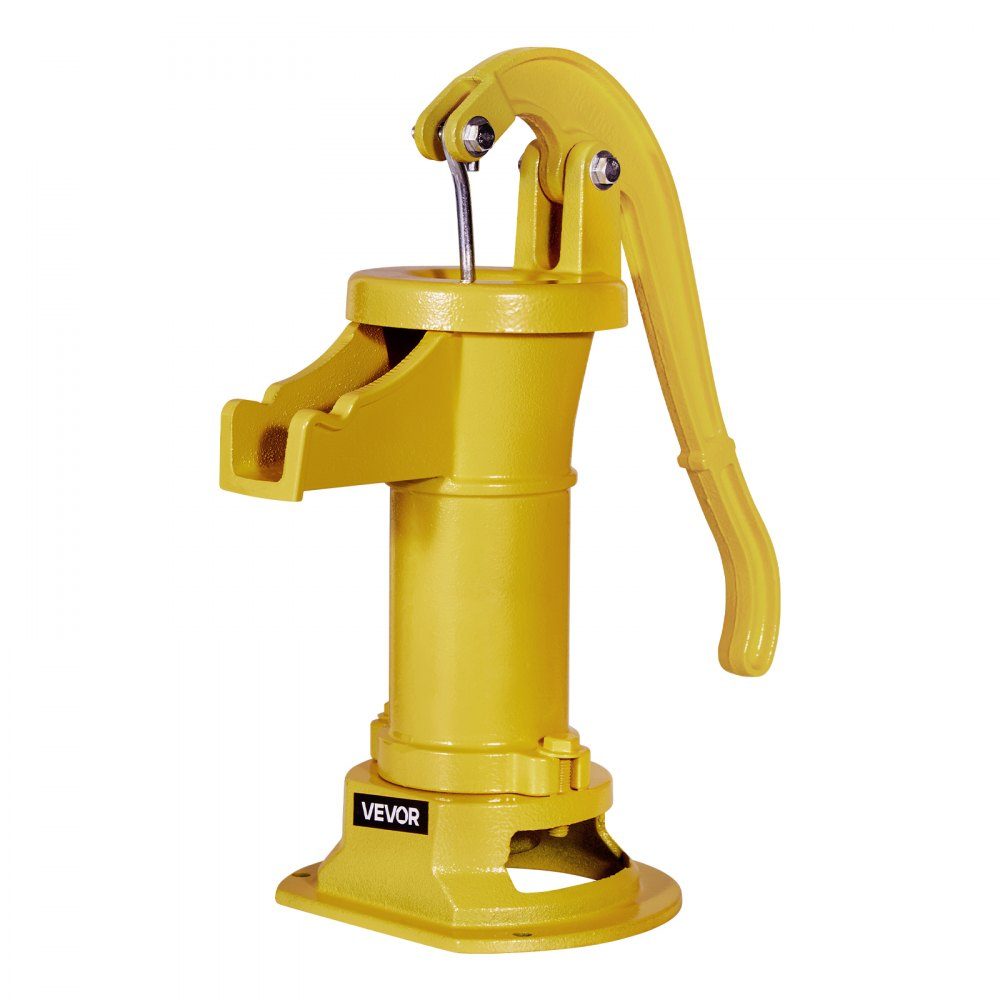 Antike Vintage Stielpumpe, 7,6 m Förderhöhe, nostalgische Gusseisenpumpe, Springbrunnenpumpe, Handpumpe, NPT 1-1/4 Zoll Anschluss, Gartenpumpe, für Garten, Teich, Hof, Bauernhof, Gelb