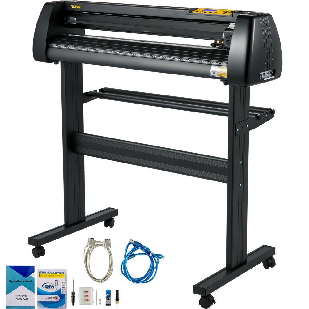 Machine de découpe de vinyle, traceur de découpe à alimentation papier de 870 mm, imprimante vinyle avec force et vitesse réglables, kit de création de panneaux compatible Windows avec logiciel Signmaster