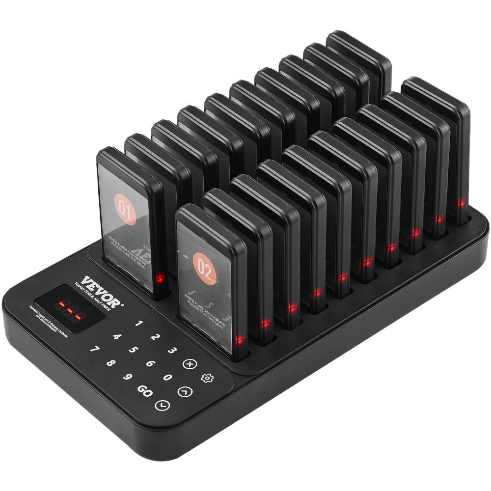 Système de téléavertisseur de restaurant, signal de file d'attente sans fil avec portée de 400 m, bip d'appel invité avec vibration et clignotant, 20 téléavertisseurs pour camion de nourriture, église, jardin d'enfants
