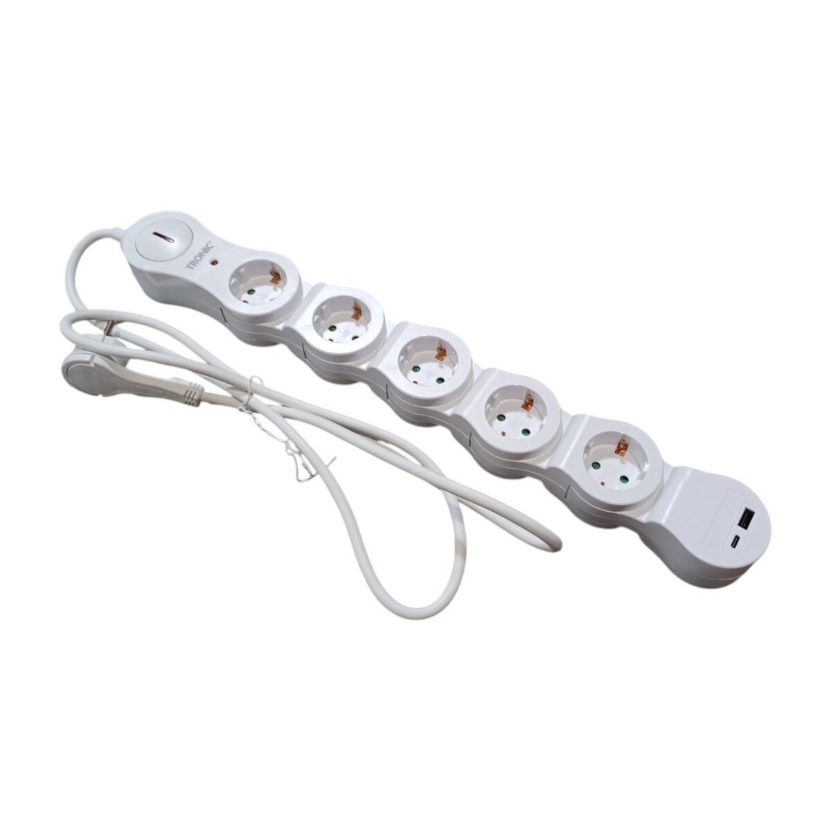 TRONIC® power strip with USB, maneuverable, white