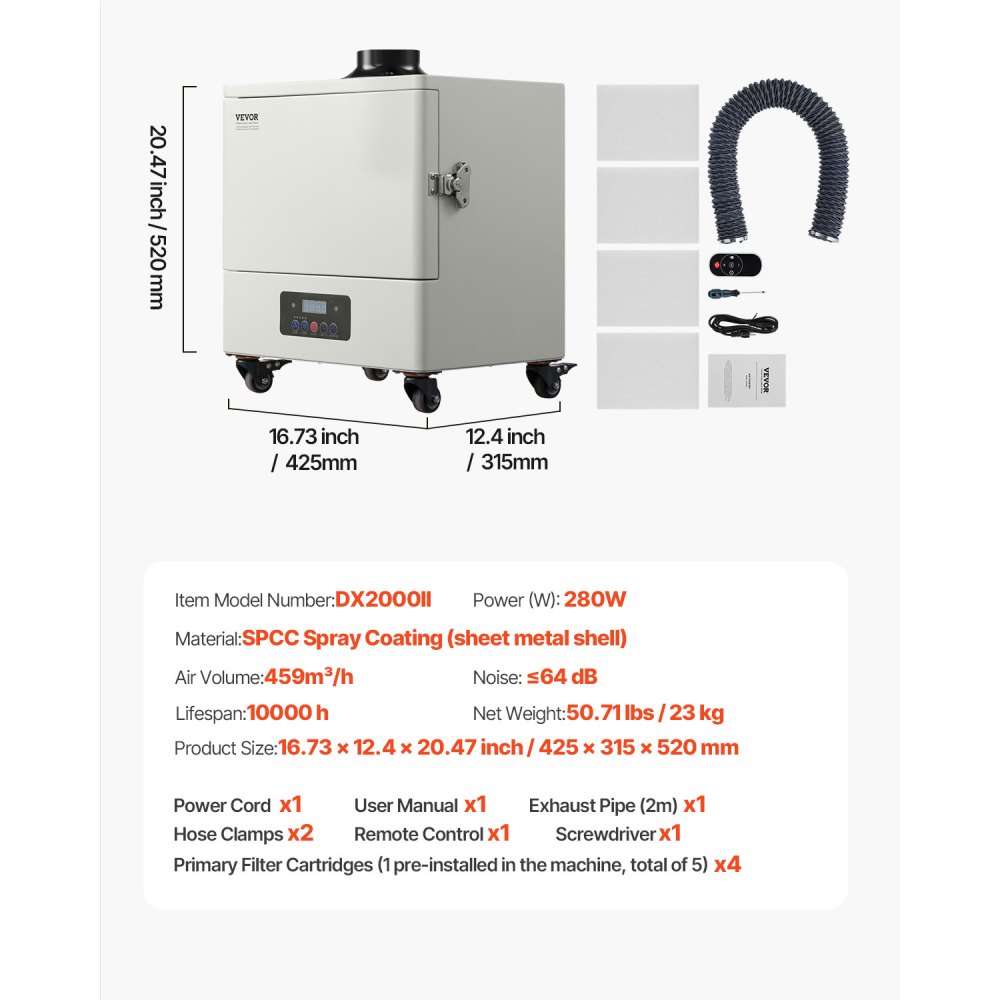 Lasrookafzuiger, 459 m³/h soldeerdampabsorber met 280 W motor, 4-traps filter, 10 snelheden en op afstand bedienbare rookreiniger voor solderen, graveren, doe-het-zelf lassen Lasrookafzuiger, 459 m³/h soldeerdampabsorber met 280 W motor, 4-traps filter, 10 snelheden en op afstand bedienbare rookreiniger voor solderen, graveren, doe-het-zelf lassen