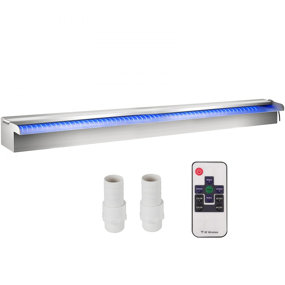 Abreuvoir de débordement de cascade de piscine 151 x 11,5 x 8 cm Fontaine de piscine avec bande LED colorée, connecteur de tuyau, télécommande, résistant à la corrosion pour étang, jardin extérieur Abreuvoir de débordement de cascade de piscine 151 x 11,5 x 8 cm Fontaine de piscine avec bande LED colorée, connecteur de tuyau, télécommande, résistant à la corrosion pour étang, jardin extérieur
