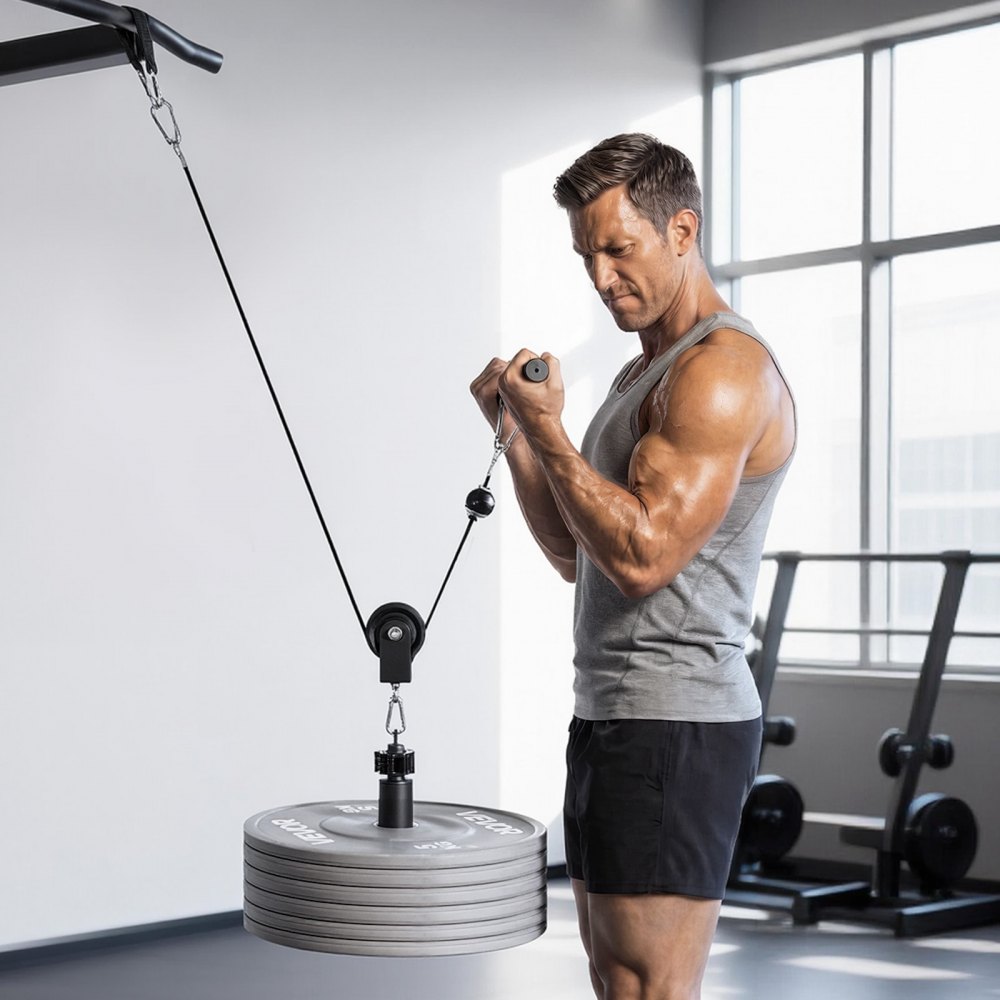 Seilzug, 1 Stück Latzug, Belastbarkeit bis 127 kg, Krafttrainingsgerät mit Latzugstange, Seilzug, Übungen für Arme, Rücken, Schultern, Seilzugsystem, DIY Latzugturm für Heimtrainer, Fitnesscenter zu Hause