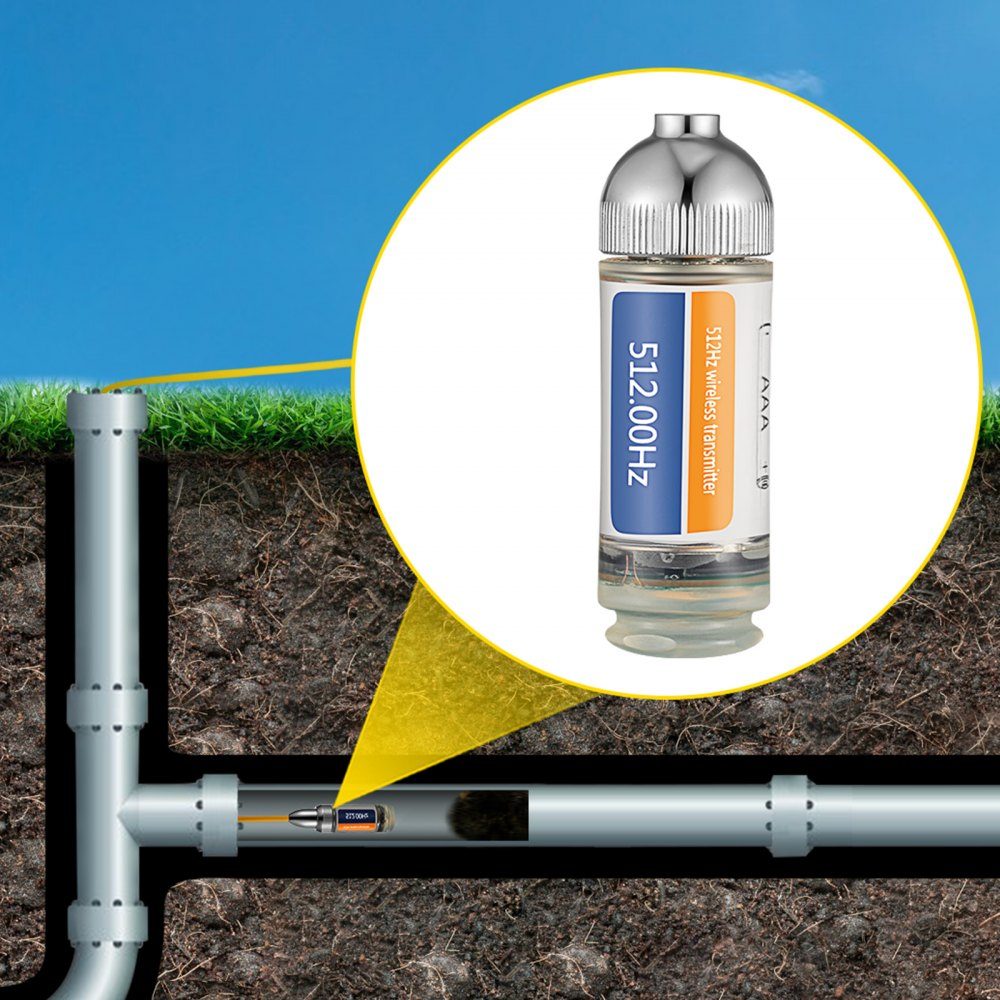 Sonde 512HZ, connexions 8/5" et 1/4-20", localisateur de canalisation rigide pour localiser et détecter les petits égouts et tuyaux, argent