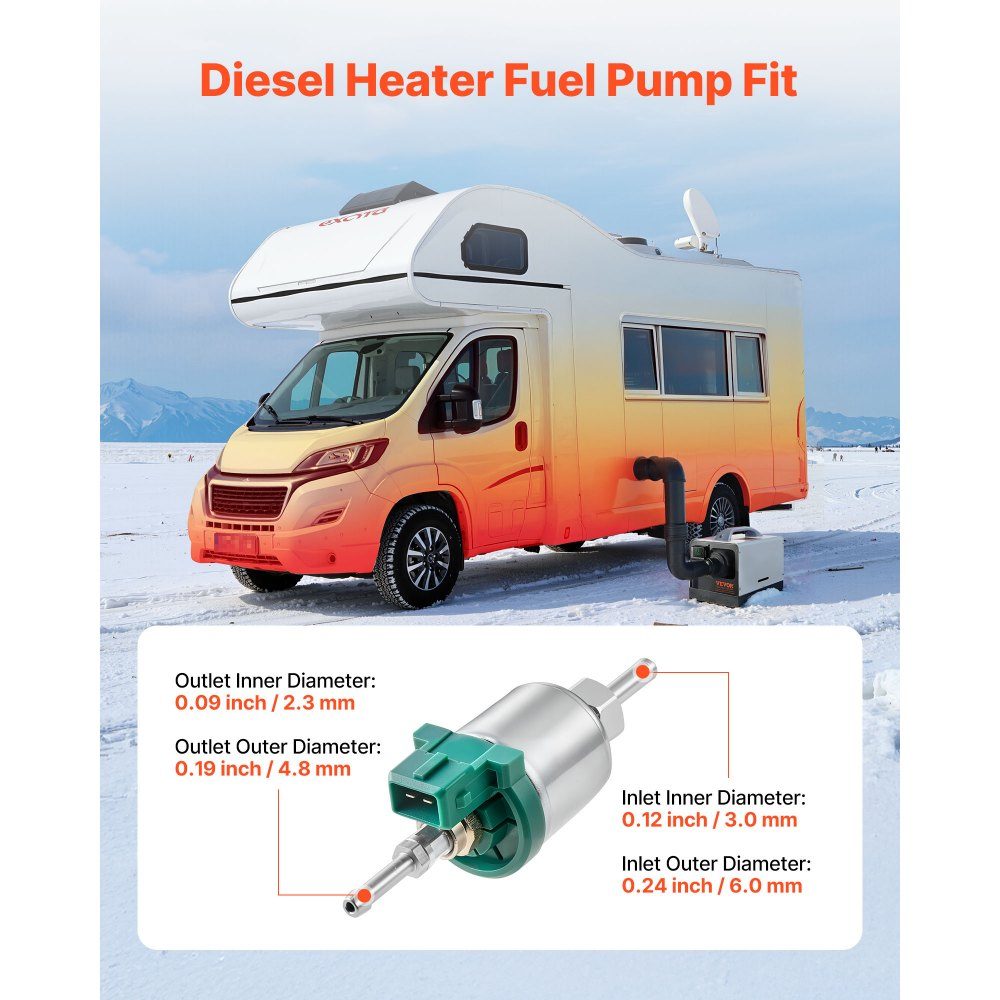 Brandstofpomp dieselkachel, brandstofdoseerpomp 12V DC, 22ml luchtdiesel hulpverwarmingspompen, geschikt voor 2kW 5kW 8kW hulpverwarming, stil ontwerp, pulstechnologie
