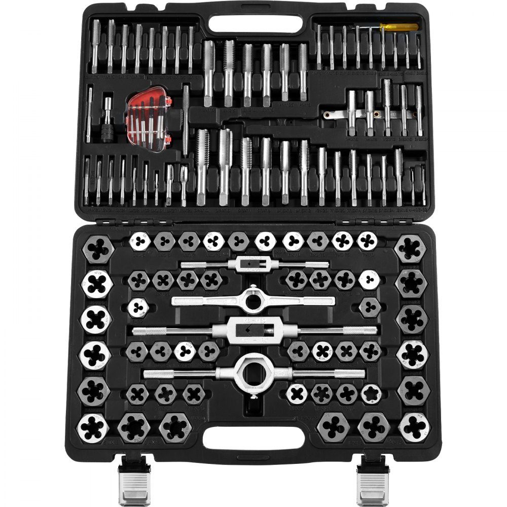 Tap machine tap 116 pieces, core hole drill thread cutting set bearing steel machine tap incl. 51 x taps, 51 x punching dies, metric/imperial