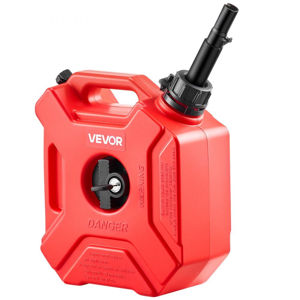 Fuel Can 5L Petrol Can with Spout and Lockable Holder Maximum Flow Rate 15L/min Liquid Container for Most Cars Motorcycles ATVs and UTVs Red