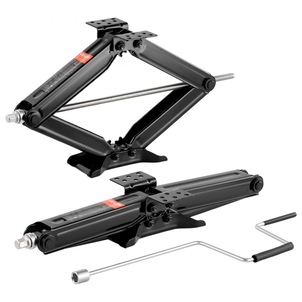 RV Scissor Jack with Hand Crank & Socket Wrench & Spirit Level (2 Pack) Stabilizer Leveling 103-595mm Lifting Height Stabilizer Jack Not Easy to Bend (2948kg)