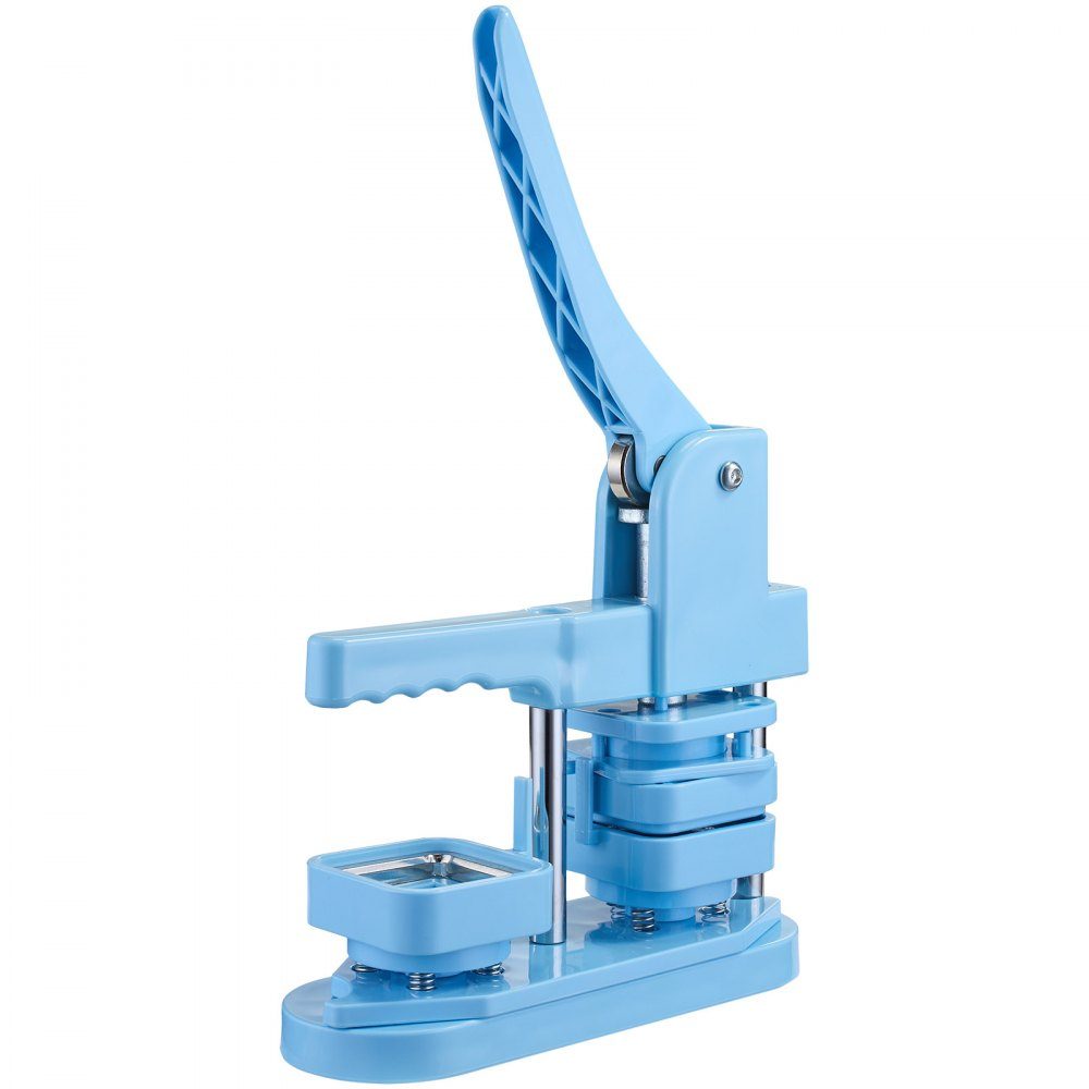 Buttonmaschine Buttonherstellungsmaschine Abzeichenstanzpresse 50 x 50 mm quadratisch, Pin Maker mit Weißblech-Vorderschalen & magnetischen Rückseiten & ergonomischem Griff, DIY Button-Pressmaschine blau