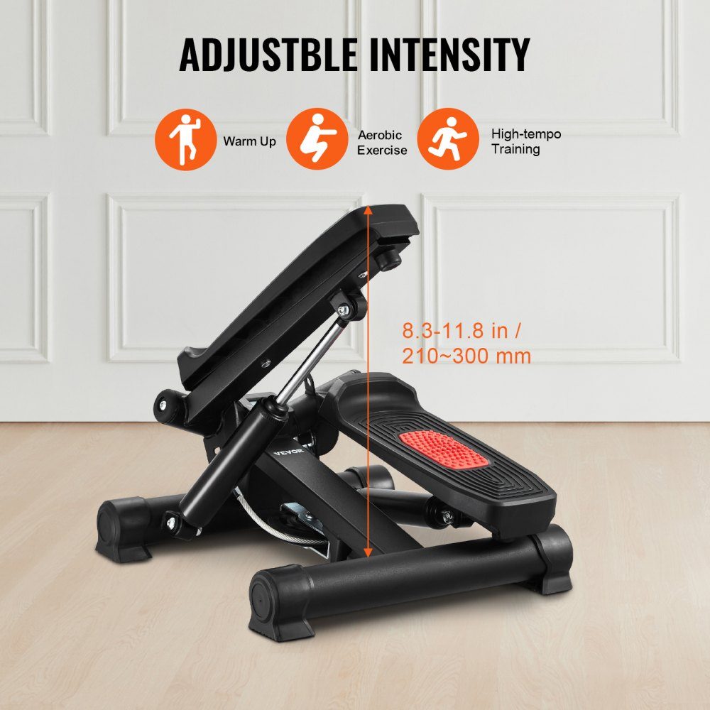 Stair Stepper, Mini Stepper Training, Hydraulic Fitness Twist Stepper with Resistance Bands, Full Body Workout Cardio Machine, Stair Climber with LCD Monitor, 150kg Load Capacity, Black