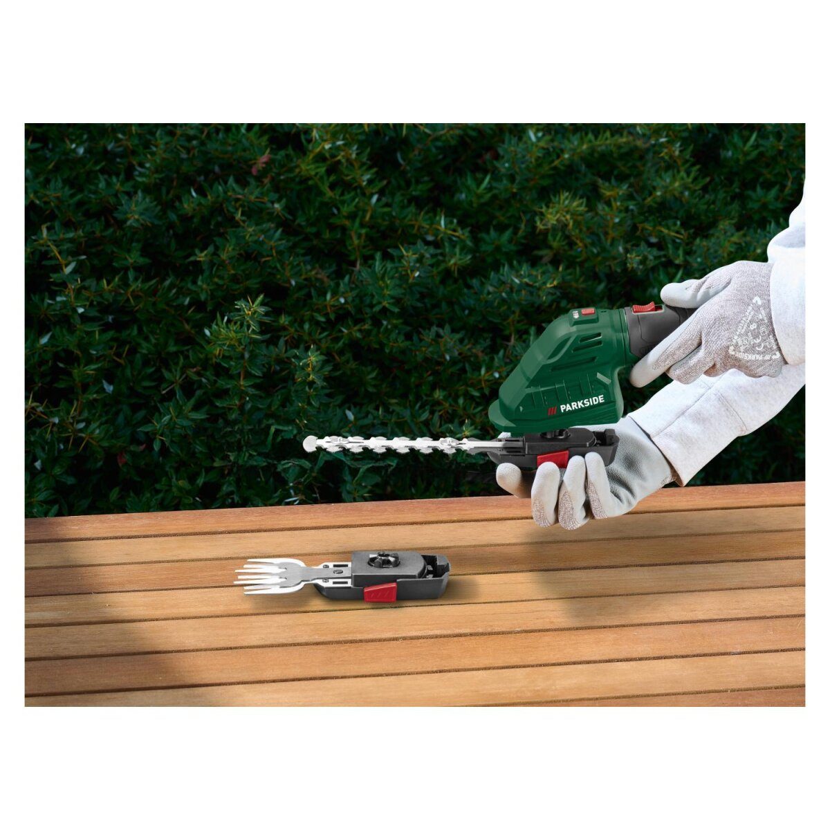 PARKSIDE® 4 V 2-in-1 cordless grass and shrub shears »PGSA 4 D5«, with 180° rotating soft handle
