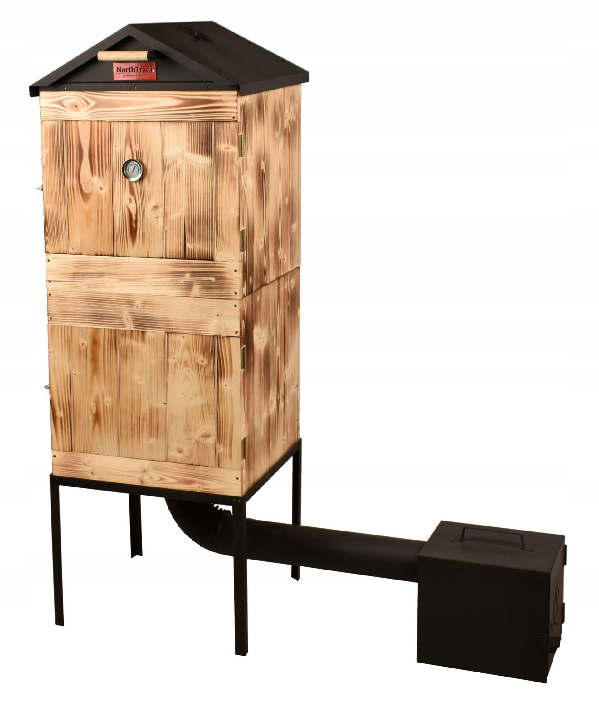 Grillräucherofen Räucherset XXXL GARTENRäucherei im Set aus Feuerhaken, Rohren etc. aus Holz. Handgefertigtes Design 1