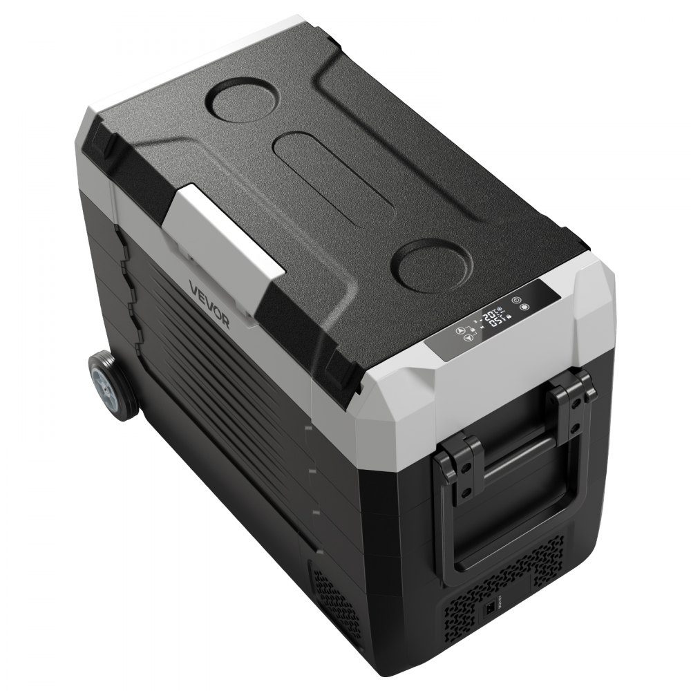 Compressor Cooler 12/24V DC 100-240V AC, Car Fridge 45L with App Control & Wheels & 2 Temperature Zones (-20°C to 20°C), Portable Fridge for RV, Boat, Camping, Fishing