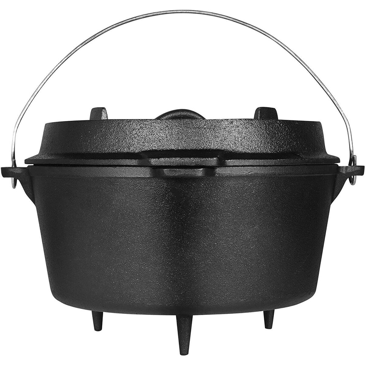 *ANGEBOT* BBQ Dutch Oven Füße ca. 9,5 Liter schwarzes Gusseisen – Deckel – Griff – Topf