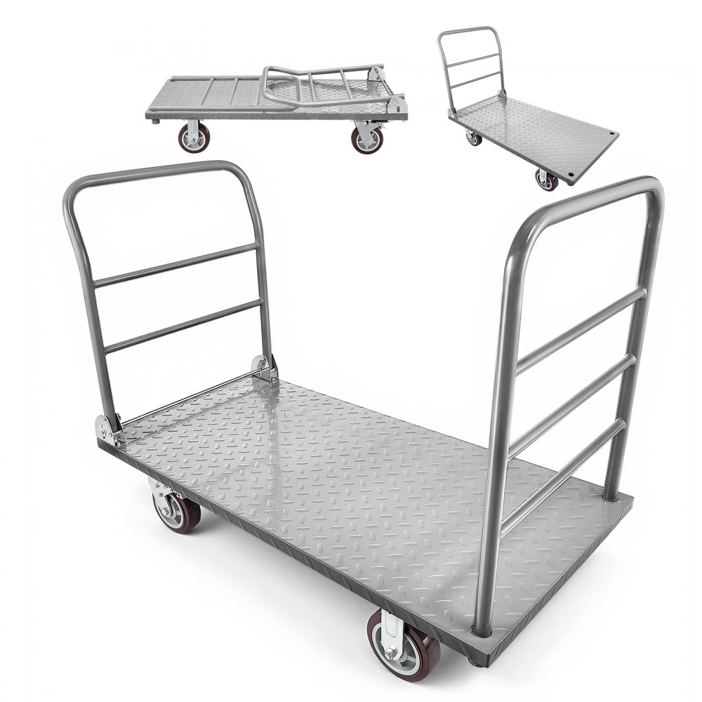Składany wózek platformowy 1202 kg, ciężki wózek transportowy ze zdejmowaną poręczą i obrotowymi kołami, wózek przemysłowy, do supermarketów, garaży i magazynów, wózek 1220x610x920 mm Składany wózek platformowy 1202 kg, ciężki wózek transportowy ze zdejmowaną poręczą i obrotowymi kołami, wózek przemysłowy, do supermarketów, garaży i magazynów, wózek 1220x610x920 mm