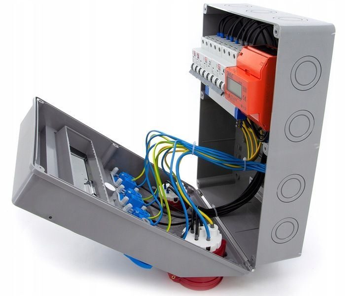 Elektrischer Wandverteiler 1x 16A / 1x 32A / 4x230V Komplettset Baustromverteiler mit digitalen Zählern