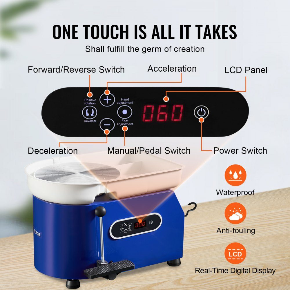 Pottery Wheel Ceramic Wheel 450W Electric Pottery Wheel 28cm 300RPM Pottery Wheel with Pedal and Apron Forming Machine Suitable for Beginners and Enthusiasts