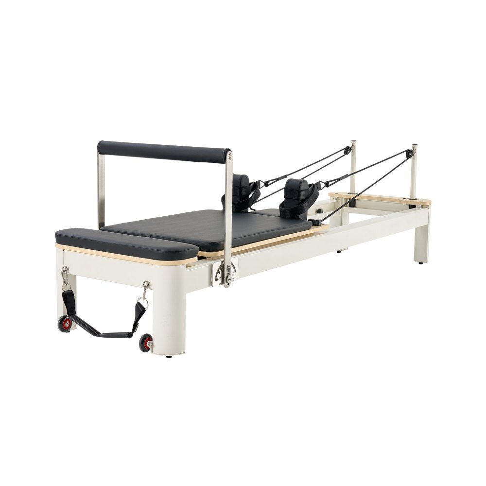 Pilates Reformer-Maschine, Pilates-Bett aus Aluminium mit Sitzbox und doppeltem Widerstand – Feder und Kordel, für Fortgeschrittene und Anfänger, Heimfitnessgeräte bis zu 400 Pfund