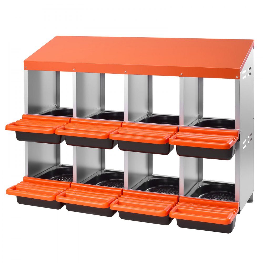 2-tier laying nest 1060x525x800mm, 8 compartments, metal chicken nest with protective collecting lids, poultry nests, roll-off nest, ideal for hens, ducks, chickens & other poultry