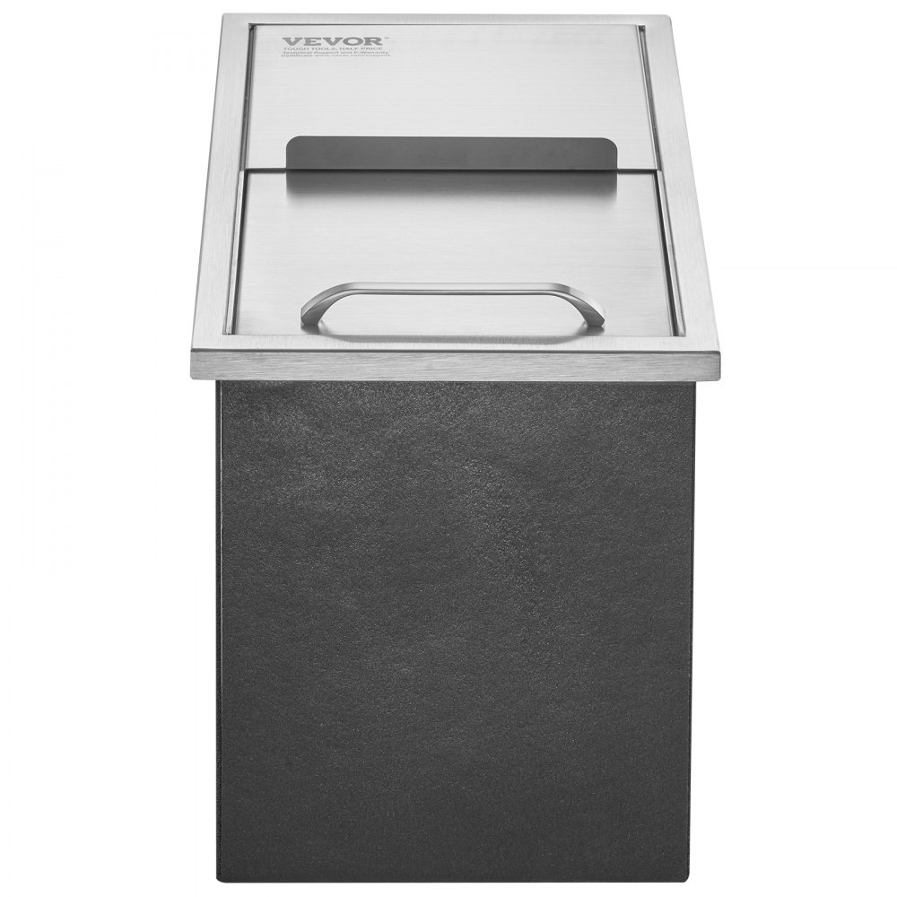 26.7L Drop-in Ice Box, 456 x 304 x 371mm Stainless Steel Ice Cooler, Commercial Ice Container with Sliding Lid, Integrated Ice Storage Box, Drain Pipe and Drain Plug Included 26.7L Drop-in Ice Box, 456 x 304 x 371mm Stainless Steel Ice Cooler, Commercial Ice Container with Sliding Lid, Integrated Ice Storage Box, Drain Pipe and Drain Plug Included