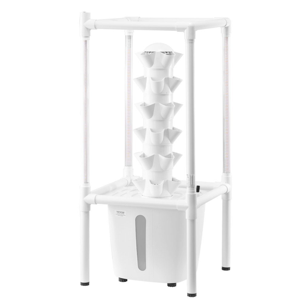 Hydrokultur-Anbausystem mit Wachstumslicht, Hydrokultur-Turm mit 30 Plätzen und 6 Ebenen, Hydronik-Garten für zu Hause mit Wasserpumpe, Pflanzenkeimungsset für Kräuter, Obst und Gemüse