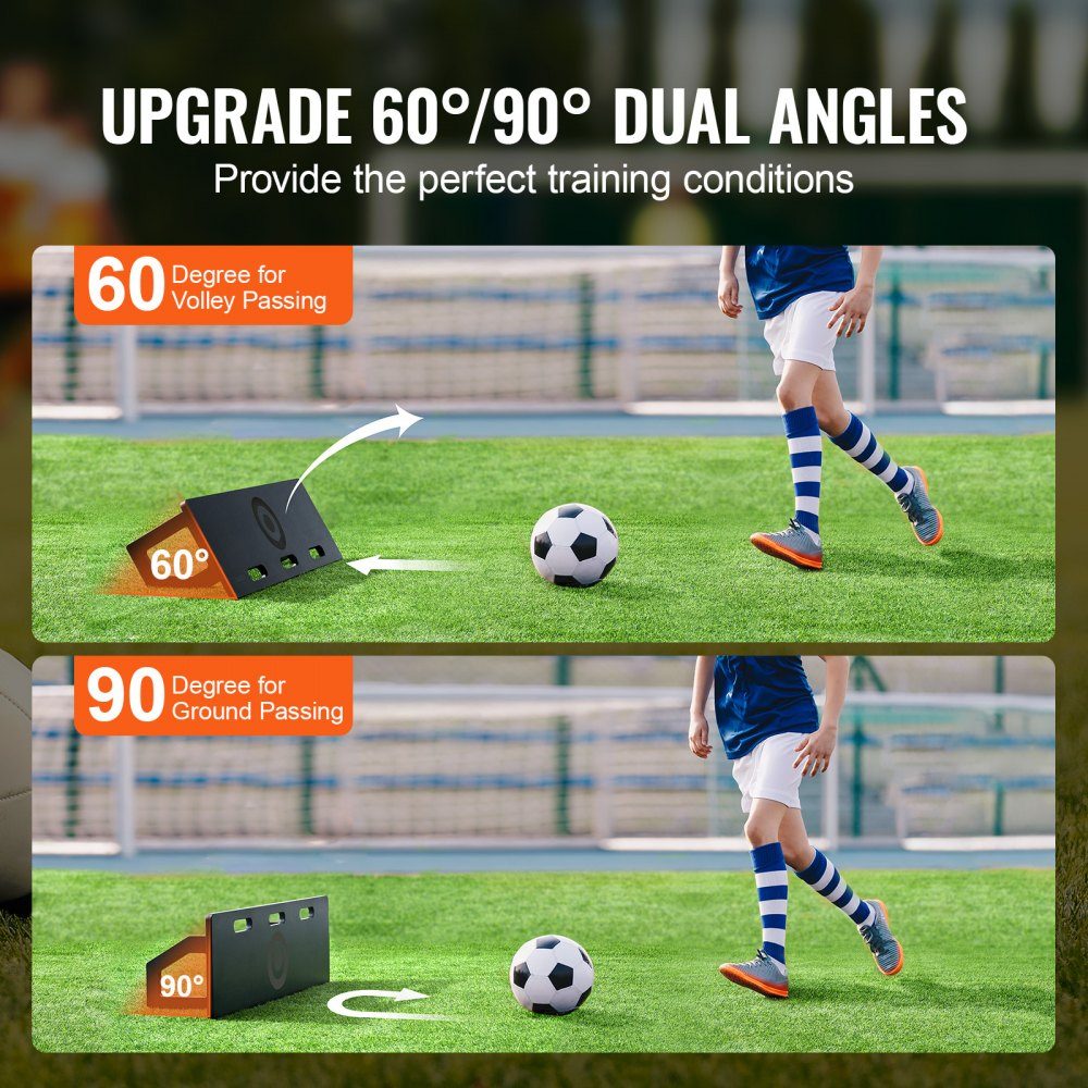 Voetbal Rebound Board, Draagbaar Bounce Board 100x30cm, HDPE Rebounder Apparatuur met 2 Rebound Hoeken, Trainingsbord Rebounder Kicker voor Voetbaltraining, Passing en Schietoefeningen