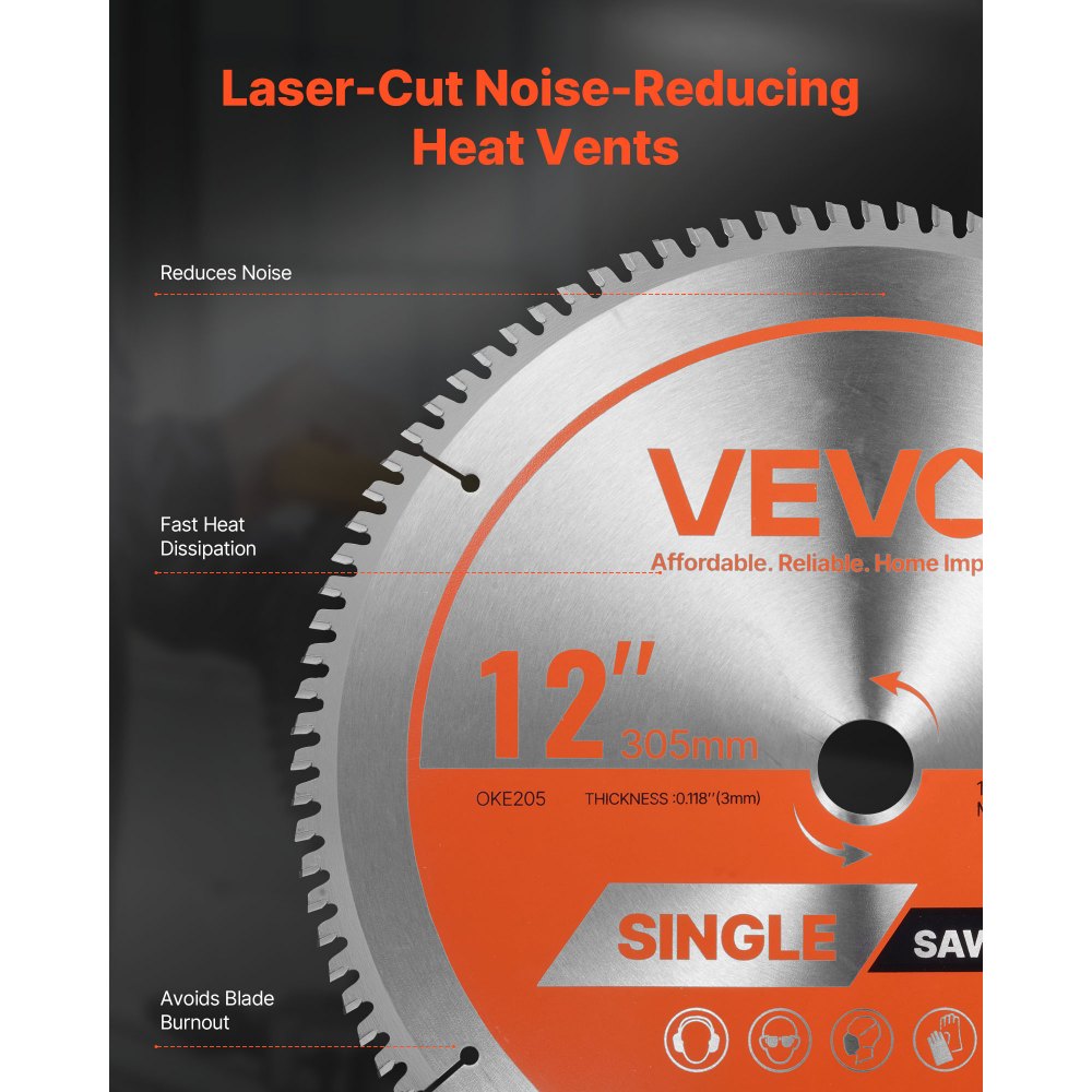 Lame de scie circulaire de 305 mm de diamètre, 100 dents tranchantes en alliage, support de 25,4 mm, lame de coupe en aluminium à finition fine pour scie circulaire avec échappement de chaleur réduisant le bruit pour couper l'acier et le métal
