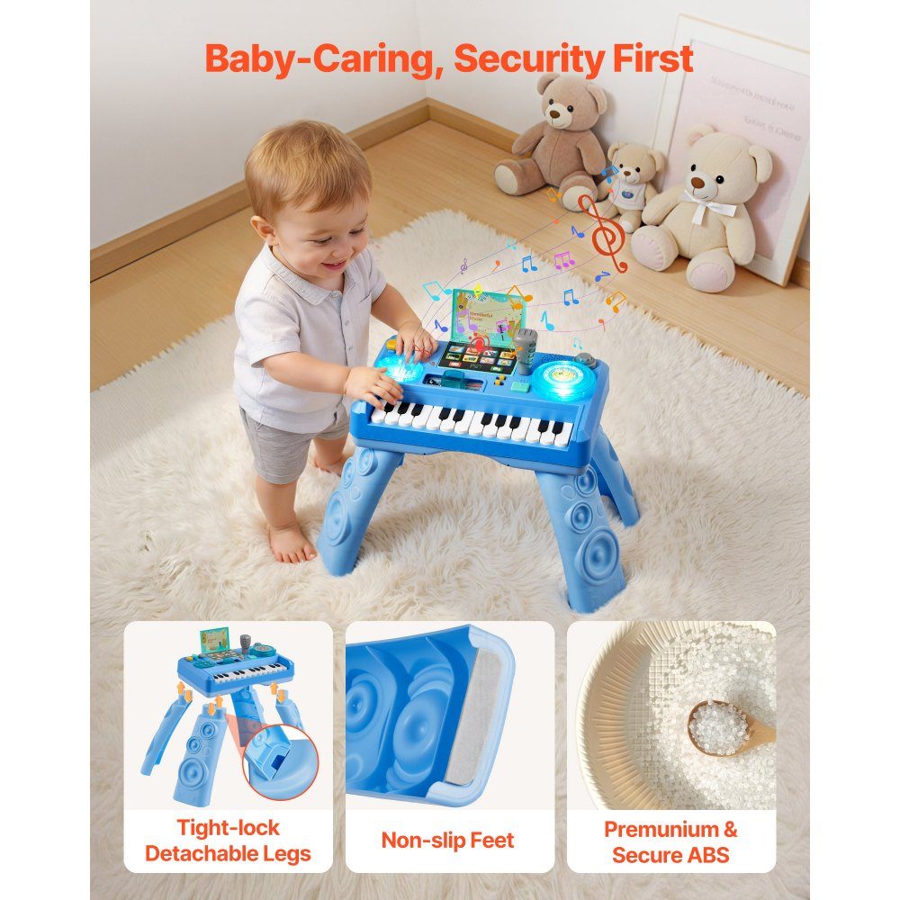 Table d'activité, table musicale avec 133 sources sonores, fonction d'enregistrement et platine DJ LED, table d'apprentissage pour enfants, table de jeu interactive pour anniversaires, cadeau pour enfants de 6 mois et plus