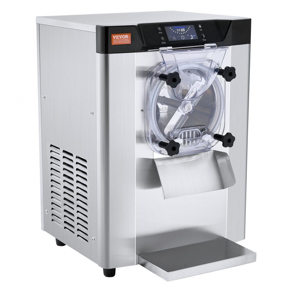 Komercyjna maszyna do lodów, 12 l/h jednosmakowa maszyna do lodów na blacie do podawania na twardo, cylinder ze stali nierdzewnej 4,5 l, panel LED, automatyczne chłodzenie wstępne z czyszczeniem