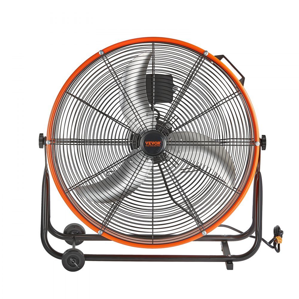 Ventilateur à tambour, ventilateur de sol, usage commercial robuste, vitesse continue 8900 CFM, inclinaison réglable à 360°, ventilateur de sol industriel pour entrepôt, atelier, usine