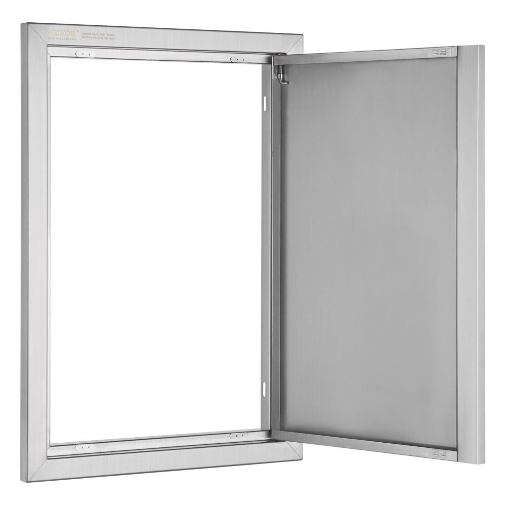 Grill Access Door 432x610mm Single Outdoor Kitchen Door Flush Mount Stainless Steel Door Vertical Wall Door with Retractable Handle for Grill Island Grill Station Outdoor Cabinet