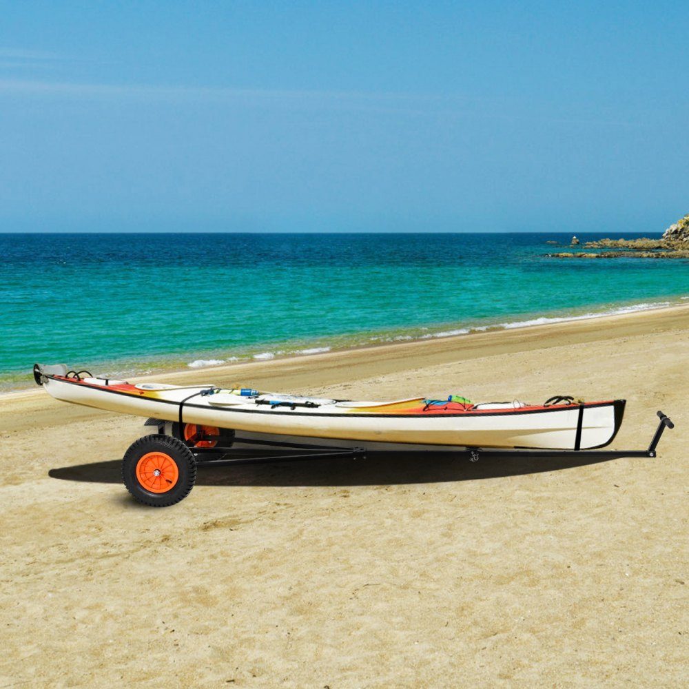 Remorque de bateau Dolly Chariot Remorque 190 kg Charge de support 40 cm Pneu pneumatique Support antidérapant en acier au carbone pour déplacer les kayaks, les bateaux à moteur et les bateaux de pêche