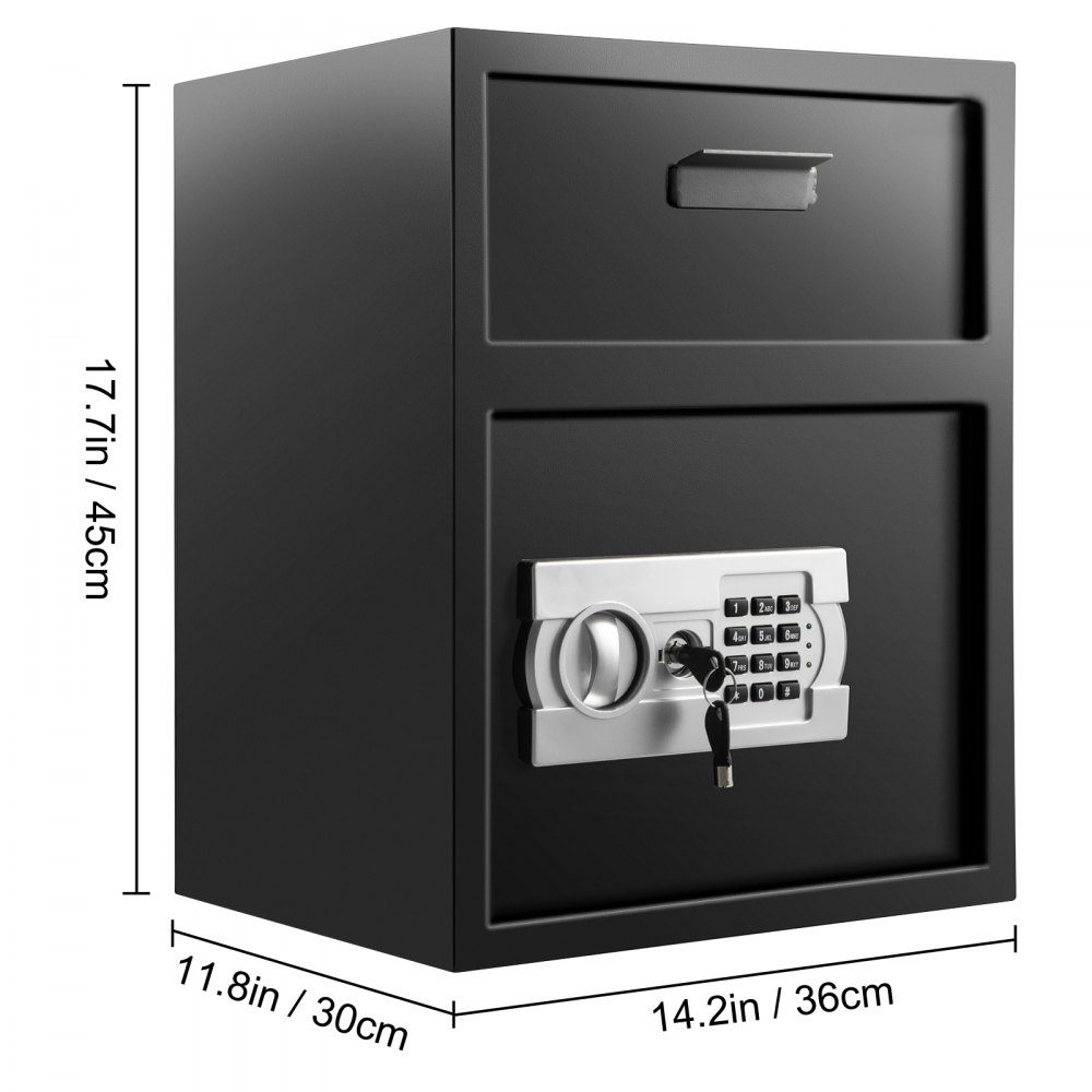 Safe Electronic furniture safe 48 L (36 x 30 x 45 cm), safe with electronic combination lock, safe furniture safe black, made of sturdy carbon steel, fireproof and waterproof, with LCD screen