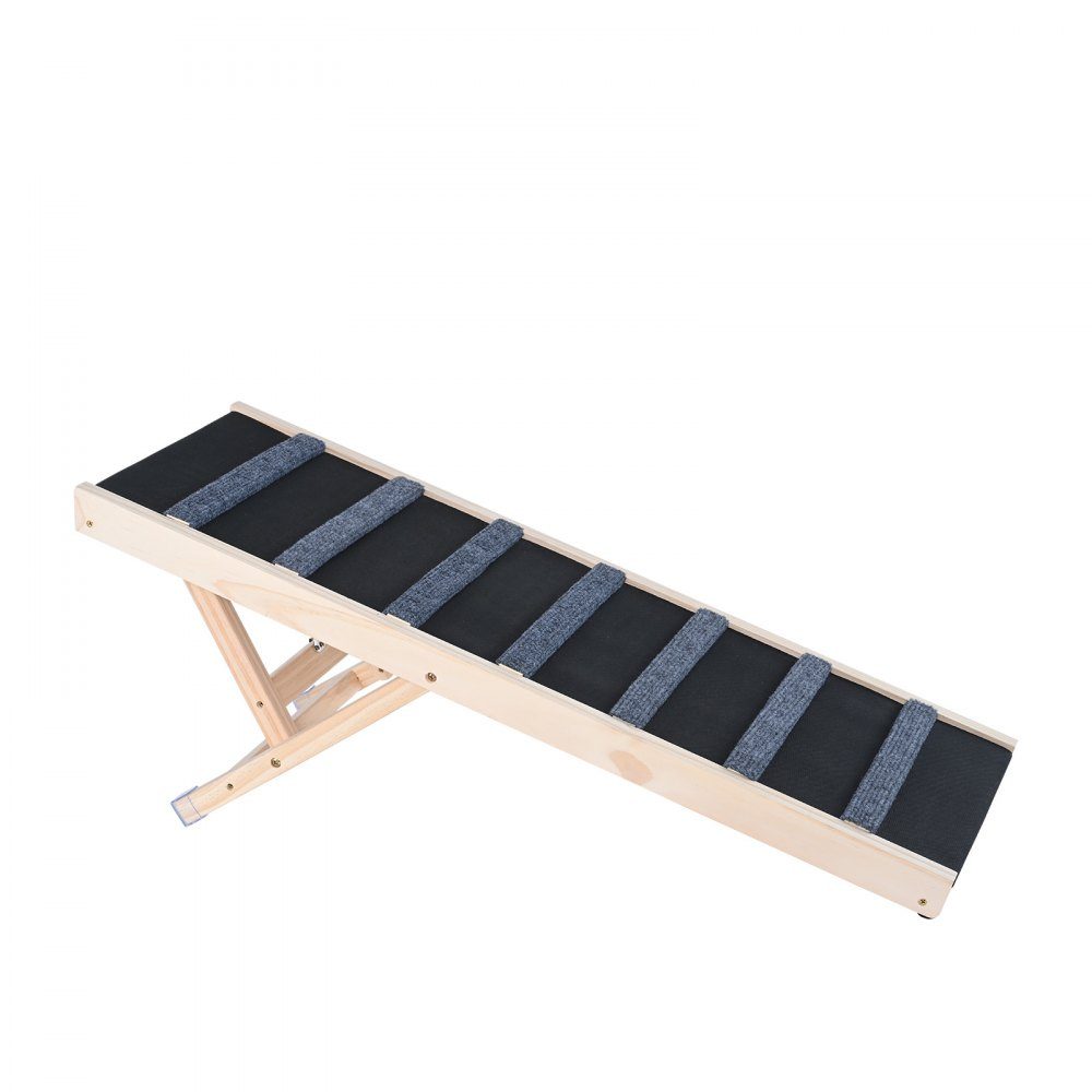 Hondenloopplank 1m lang Hondentrap met 7 dwarsbalken Hondenloopplank voor de auto van grenenhout Hondeninstaphulpmiddel van rubber 5-traps hoogteverstelling Dierenramp ca. 45 kg draagvermogen voor grote kleine honden