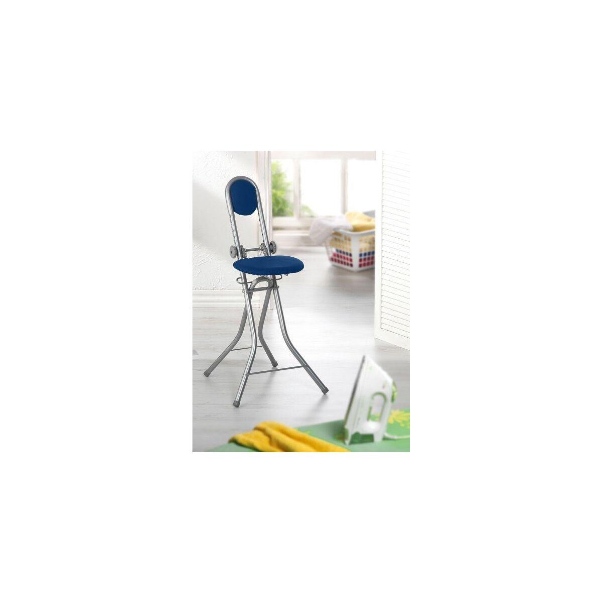 Stastoel, stazit, stijgbeugelstahulp, stahulp, in hoogte verstelbaar blauw