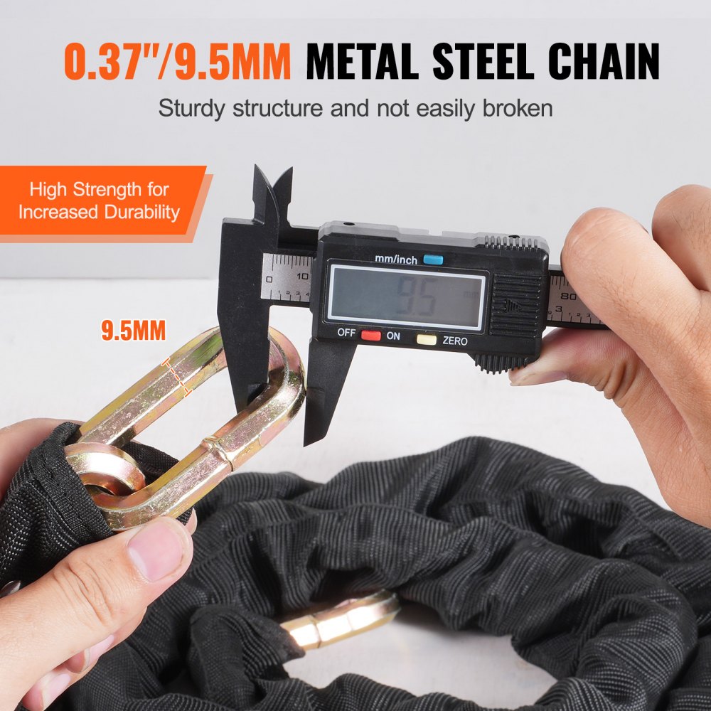 Fietskettingslot 1,8 m fietskettingslot met hoge beveiliging, robuust anti-diefstal metalen stalen fietsslot, perfect voor fiets, motorfiets, scooter, fiets, deur, hek, poort
