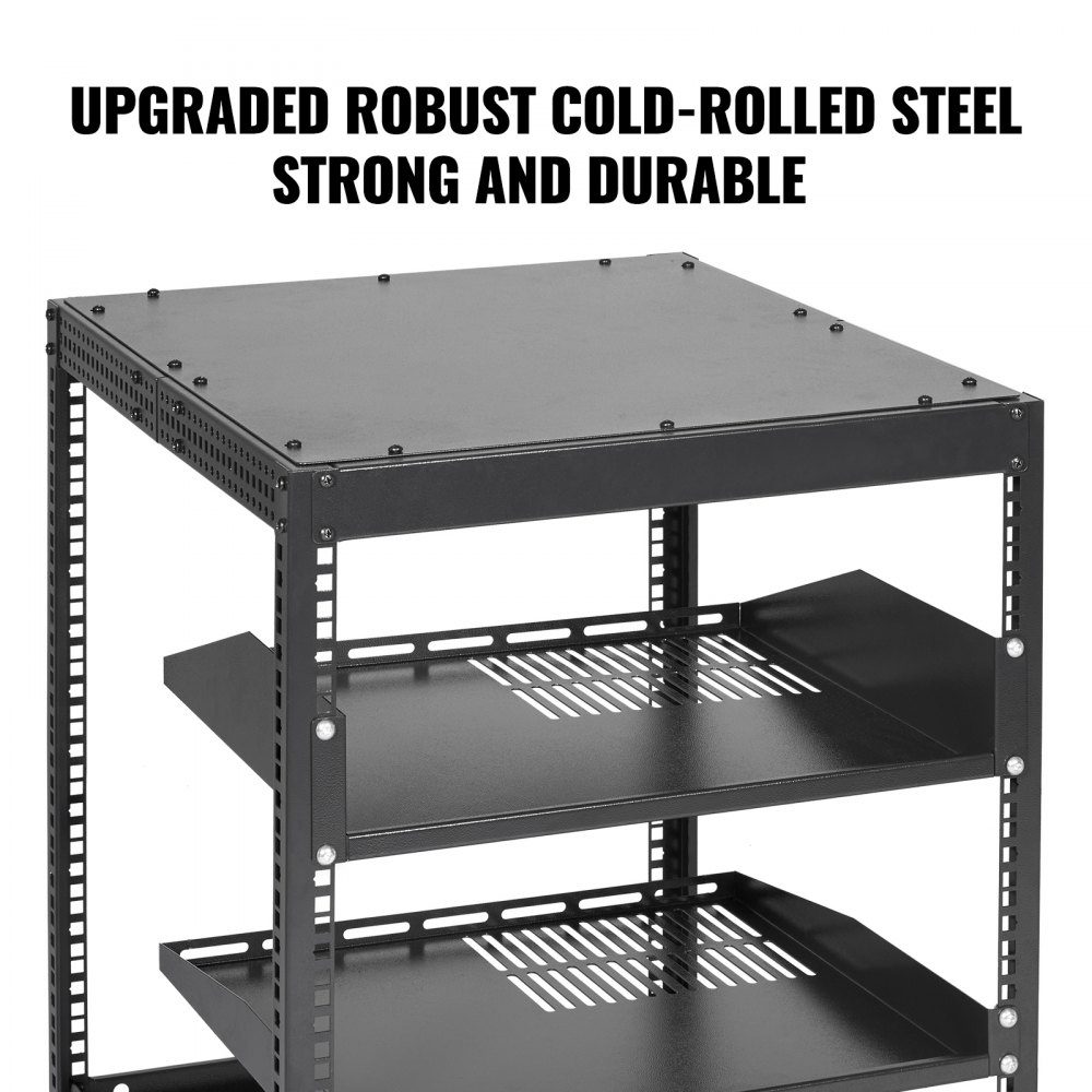 12U Open Frame Server Rack 23-40" Adjustable Depth Freestanding/Wall Mounted Network Server Rack 4 Post AV Rack with Wheels for all your Network IT Equipment AV Equipment