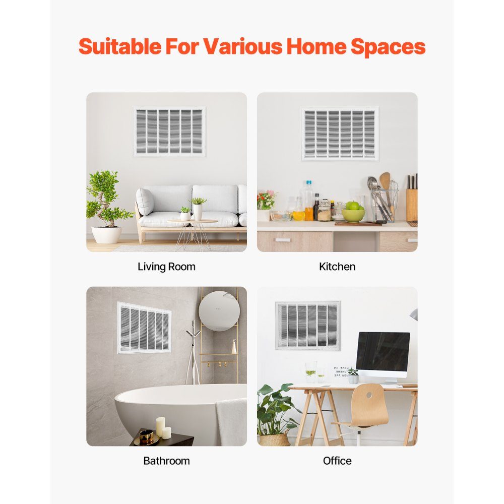 Ventilation grille 83x57.2x4 cm, suitable for installation opening 75.5x50.5 cm, filter NOT included, exhaust grille for the wall, exhaust grille made of steel
