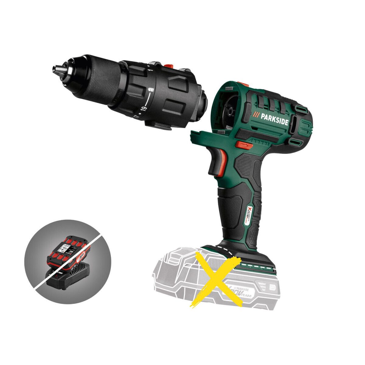 PARKSIDE 20 V cordless combination tool 3in1 “PKGA 20-Li C2”, without battery and charger