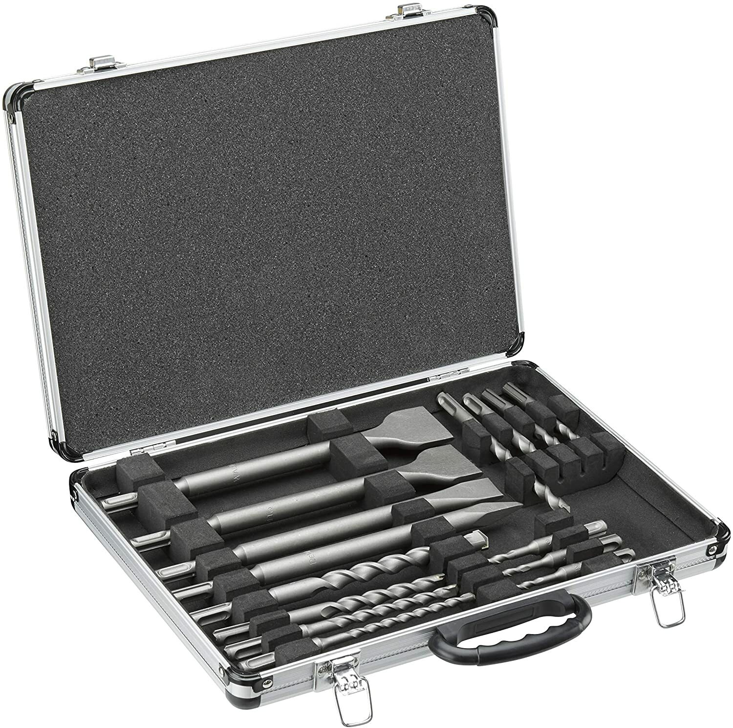 Zestaw dłuta i wierteł Dewalt SDS-plus (4x dłuto płaskie, 1 dłuto ostro zakończone, 10 wierteł, do wiercenia w murze/kamieniu, w aluminiowej obudowie) Zestaw dłuta i wierteł Dewalt SDS-plus (4x dłuto płaskie, 1 dłuto ostro zakończone, 10 wierteł, do wiercenia w murze/kamieniu, w aluminiowej obudowie)