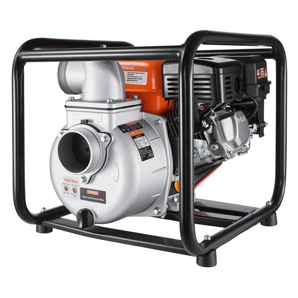 Benzin-Wasserpumpe 43 m Förderhöhe, Schmutzwasserpumpe 7 PS, tragbare Motorpumpe, Benzinmotor mit 762 cm Auslaufschlauch, Gusslaufrad, Gartenpumpe für Bewässerung, Teiche & Pools