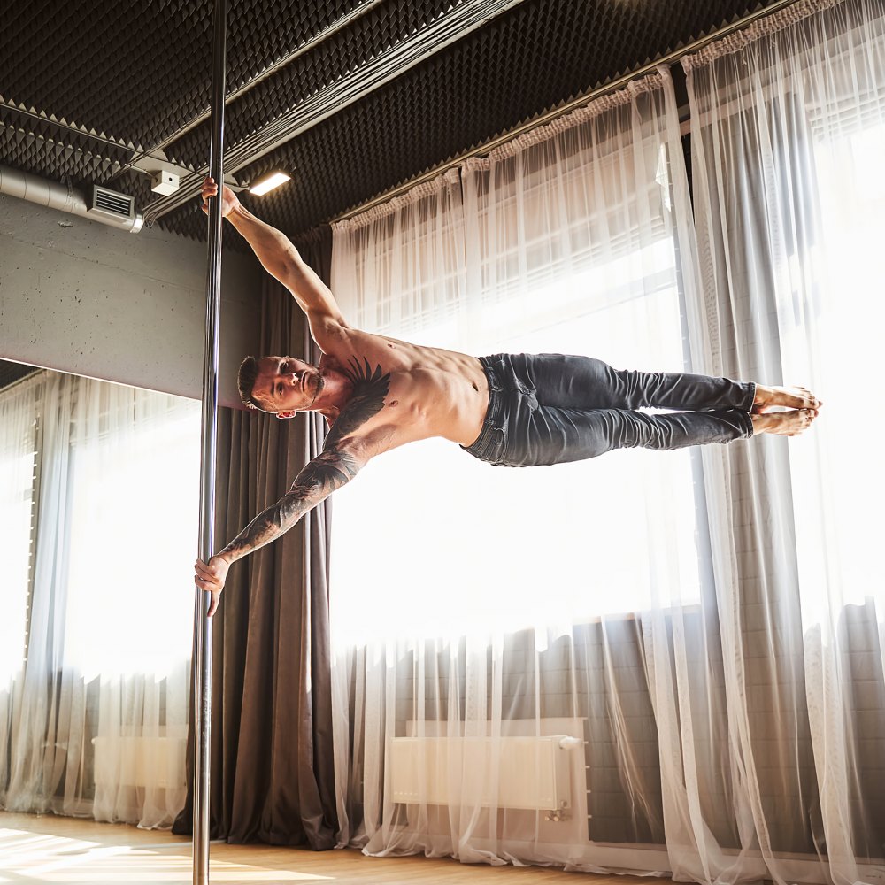 Professional Dance Pole, Pole Dance Portable Dance Pole Professional Approx. 83-110" Height Adjustable Removable Fitness Pole Spinning Fitness Silver, Dance Pole Gyms, Club, Party