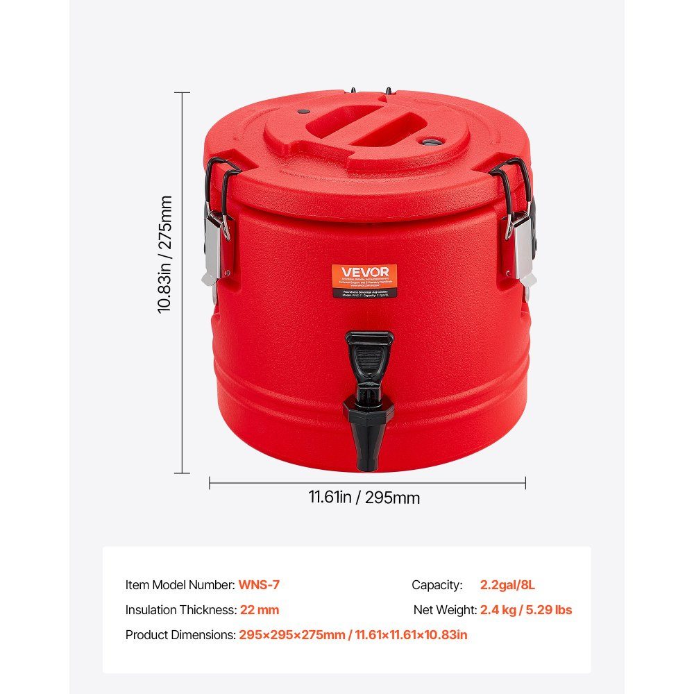 Insulated Drinks Dispenser 8L Thermal Hot Cold Drinks Dispenser with Tap Food Grade Cooling Jug with 304-Edelstahl-Innenraum for Tea Coffee Restaurant