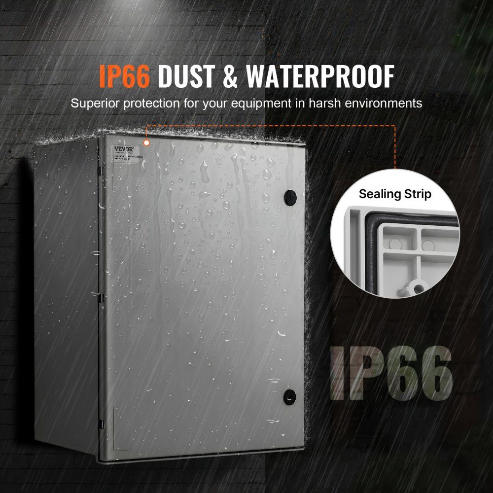 Electrical cabinet NEMA steel enclosure, 600x500x230mm, NEMA 4X fiberglass electrical enclosure, IP66 waterproof and dustproof, suitable for indoor and outdoor use, mounting plate included