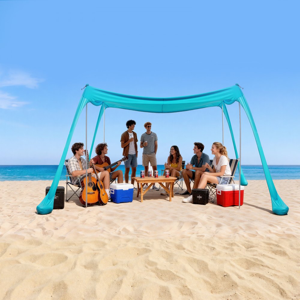 Tente de plage avec protection solaire (UPF 50+) 3 x 3 x 2 m, abri de plage avec sacs de sable, poteaux de support et pelles à sable, auvent portable pour les voyages en famille, le camping, la pêche, vert Tente de plage avec protection solaire (UPF 50+) 3 x 3 x 2 m, abri de plage avec sacs de sable, poteaux de support et pelles à sable, auvent portable pour les voyages en famille, le camping, la pêche, vert