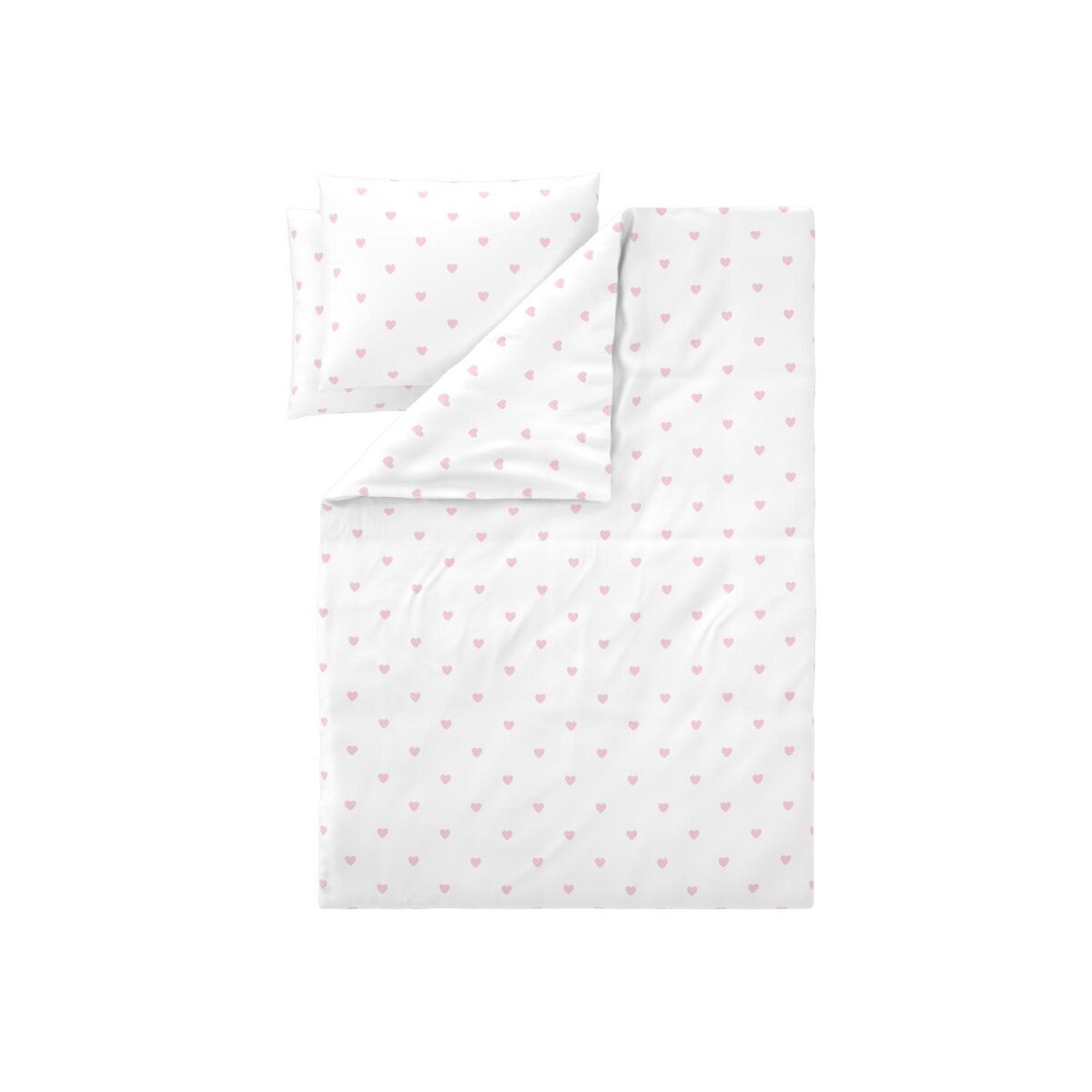 LIVARNO® beddengoed, gemaakt van fijne renforcé, 200 x 220 cm, lichtroze/harten