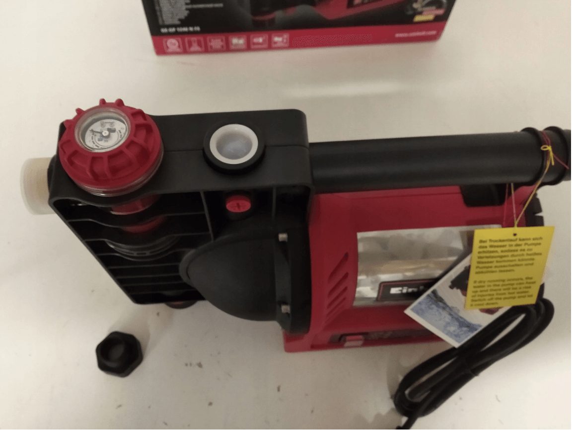 Einhell tuinpomp GE-GP 1246 N FS (1.200 watt, 4.600 l/u, 5 bar leveringsdruk, watervul-/vervuilings-/zuigindicator, droogloopbeveiliging, verbranding/thermische beveiliging, doorstroomsensor met LED, terugslagklep)