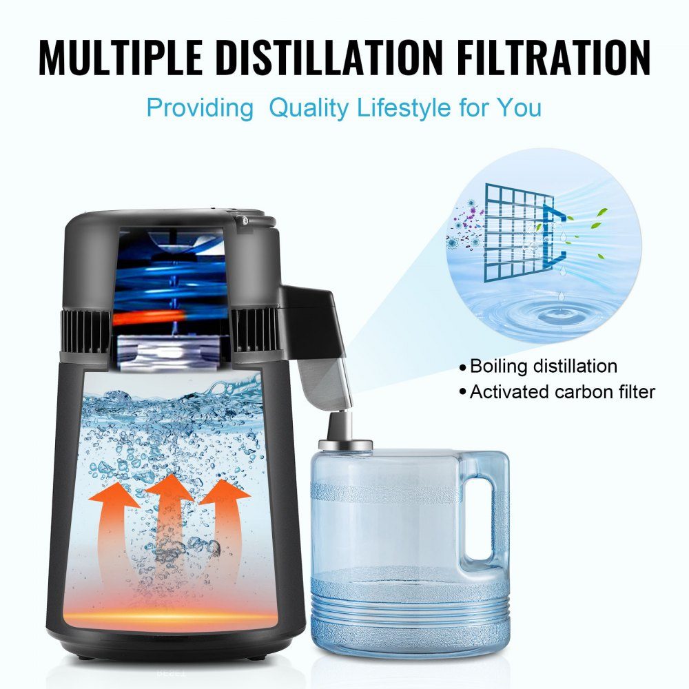 Waterdestilleerder Distilleerder RVS Waterdestilleerder 4L Zwart