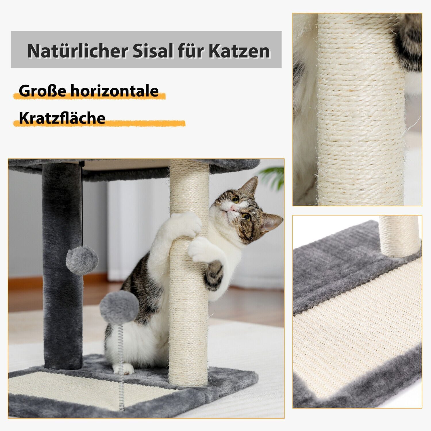 Premium kattenkrabpaal sisal kattenkrabpaal kattenspeelgoed kat