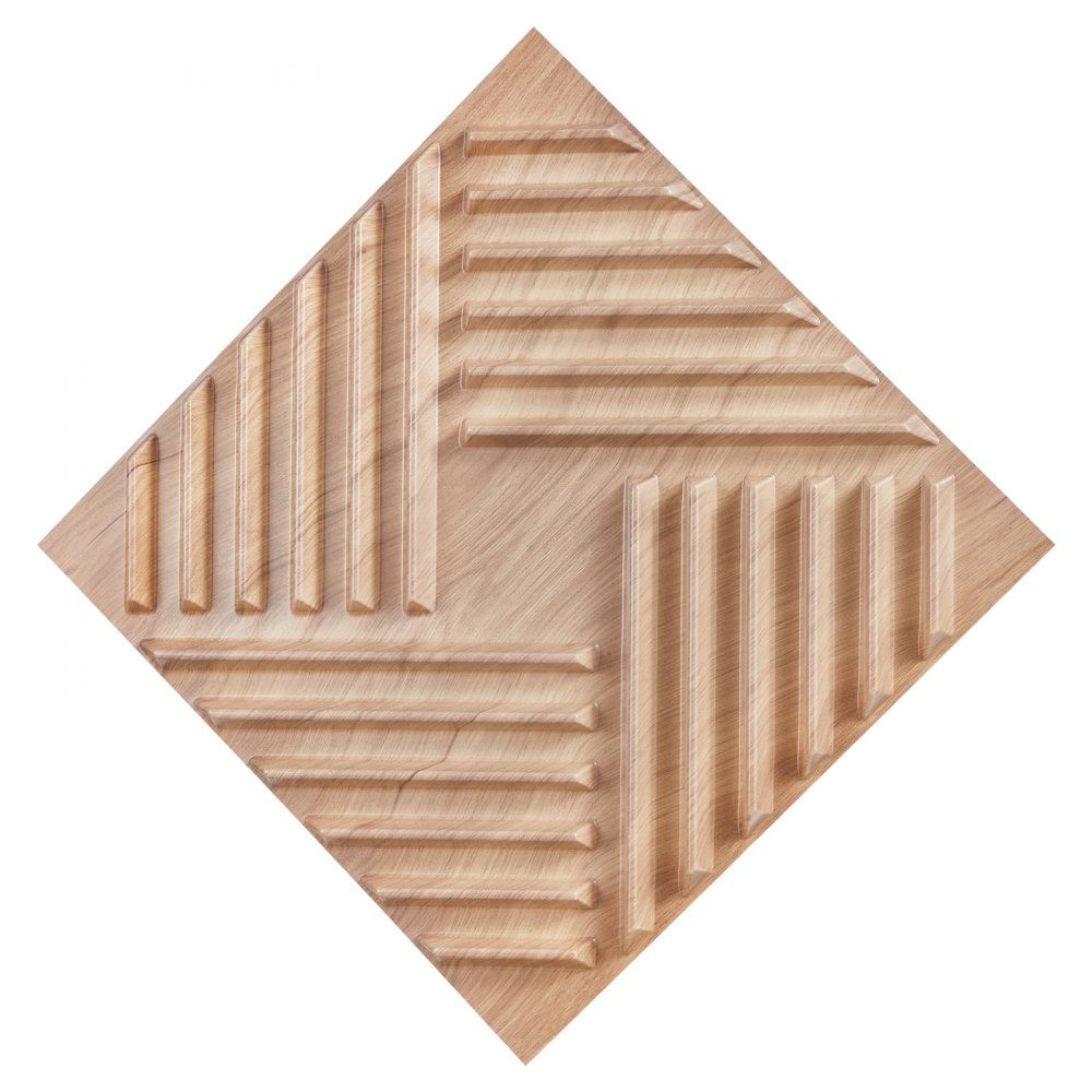 3D Wall Panels Set of 12 150x50cm Modern Minimalist Style PVC Wall Panels 2.97m² Area Interior for Bedroom Living Room Playroom Light Wood Color
